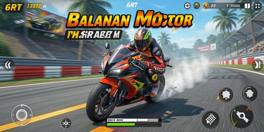 Tampilan menakjubkan dari gameplay balapan Motor Racing yang mendebarkan.