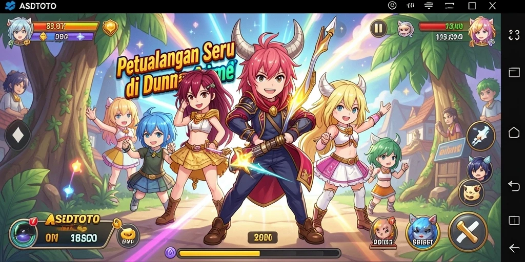 Screenshot gameplay <strong>ASDTOTO</strong> menunjukkan aksi seru karakter anime yang penuh warna.