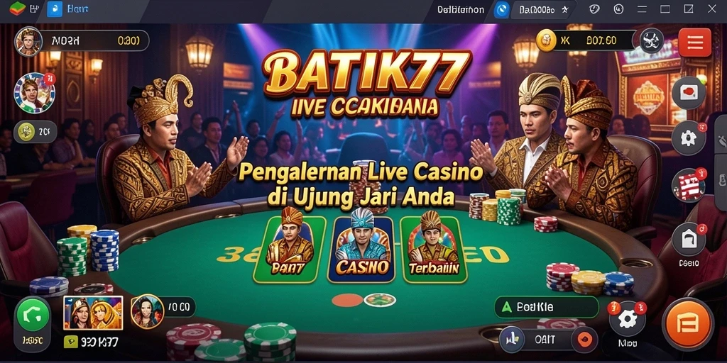Tampilan gameplay Live Casino yang mendebarkan di BATIK77.