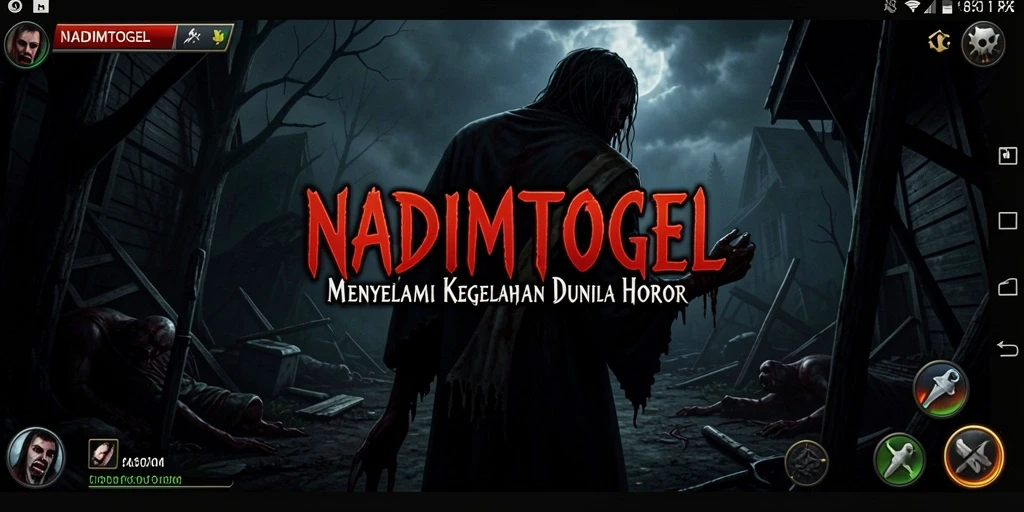 Tangkapan layar gameplay <strong>NADIMTOGEL</strong> menunjukkan suasana horor yang sangat mencekam.