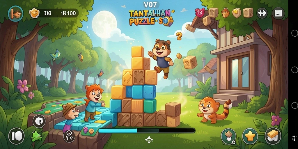 Tampilan gameplay <strong>V07</strong> dengan berbagai teka-teki menantang.